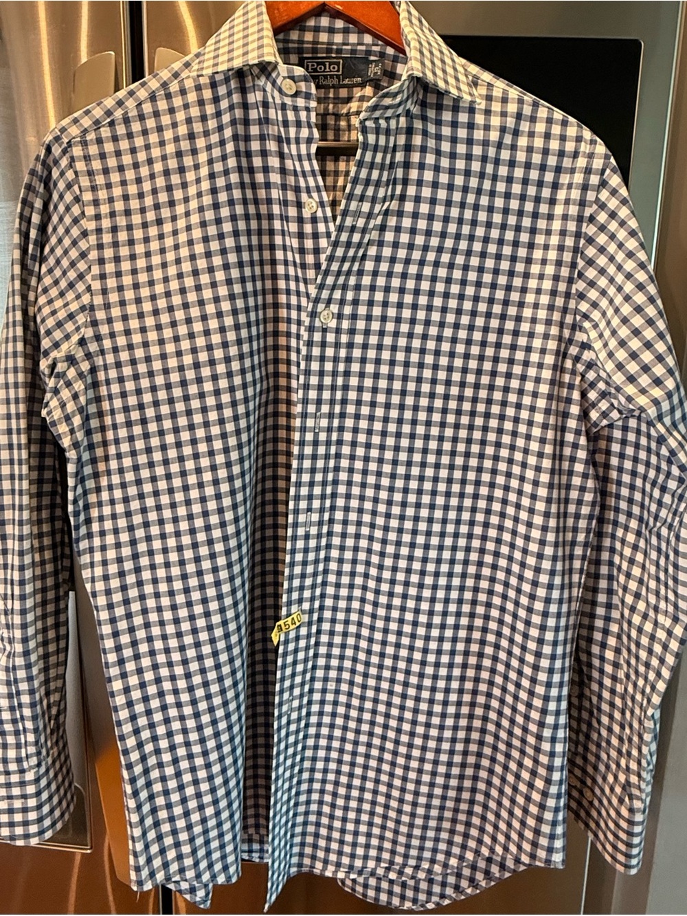 Polo by Ralph Lauren Navy and White Gingham Button-Down Shirt 15 32/33